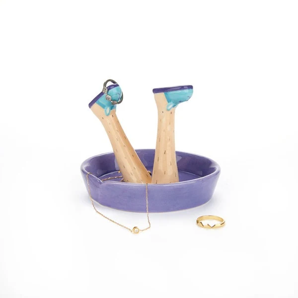 Porta anelli " Happy Legs Weekend " in ceramica