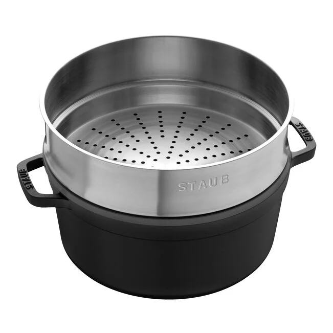 Staub La Cocotte Cocotte con cestello a vapore rotonda - 26 cm, nero