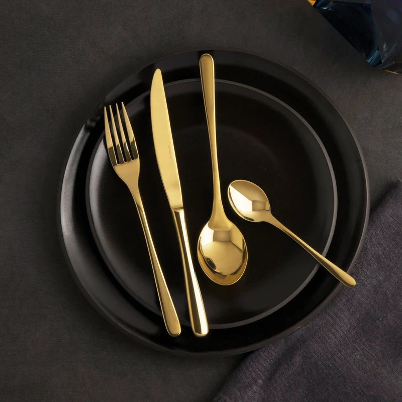 Taste Servizio tavola 36 posate in acciaio inox mirror PVD gold