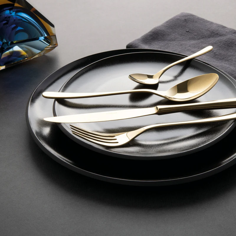 Taste Servizio tavola 36 posate in acciaio inox mirror PVD gold