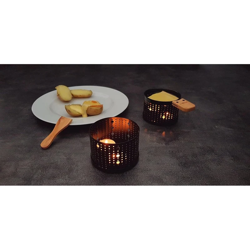 COOKUT - SET RACLETTE A LUME DI CANDELA PER 2 - NERO