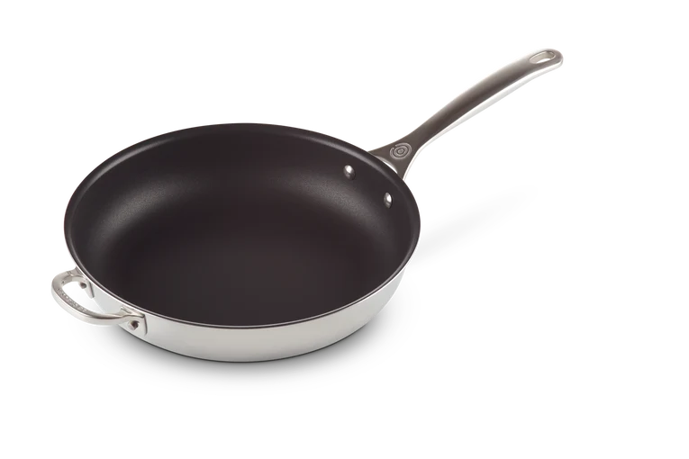 Padella alta in acciaio inox, interno antiaderente - 28 cm