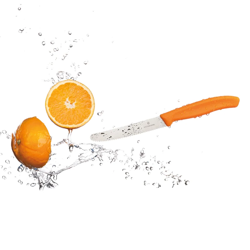 Coltello tavola ondulato - manico arancione