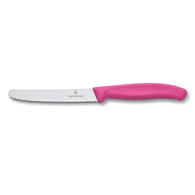 Coltello tavola ondulato - manico rosa