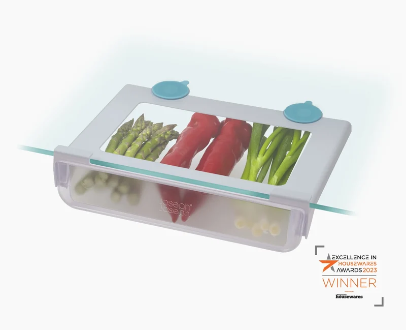 Cassetto portaoggetti trasparente sotto il ripiano FridgeStore™