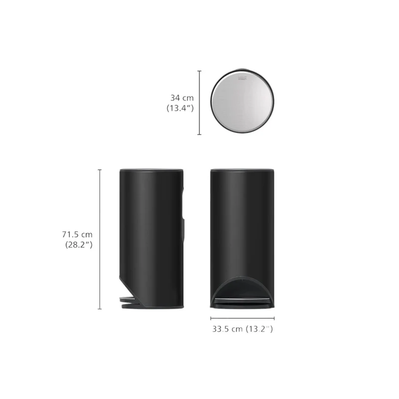 Pattumiera a pedale da - 30 L Nero opaco