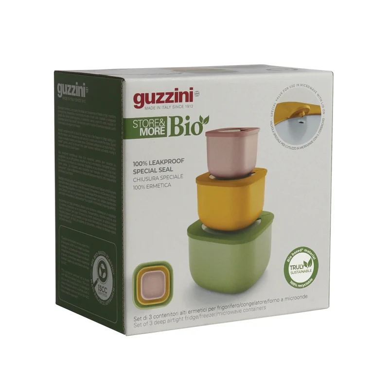 SET 3 CONTENITORI ERMETICI ALTI 'STORE&MORE BIO' "FOOD STORAGE"