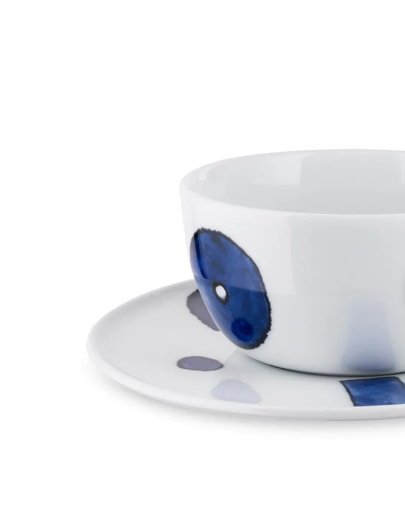 Itsumo - Yunoki ware - 1 tazza da tè con 1 sottotazza in porcellana bianca