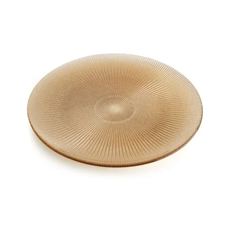 Noel Piatto Vetro - 37cm Glitter Oro Rosato