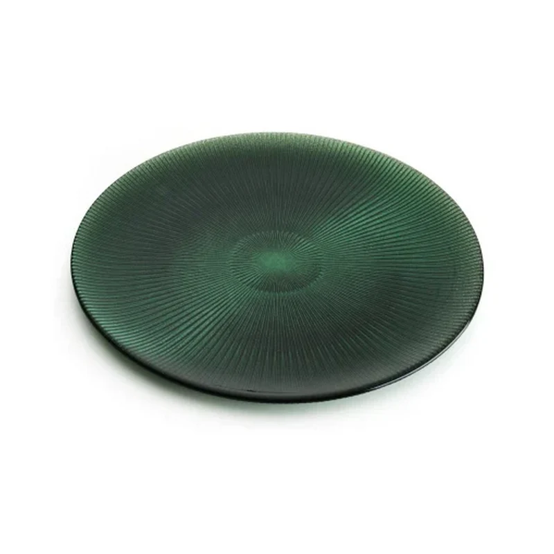 Ivv Noel Piatto Vetro Cm. 37 Decoro Glitter Verde Abete