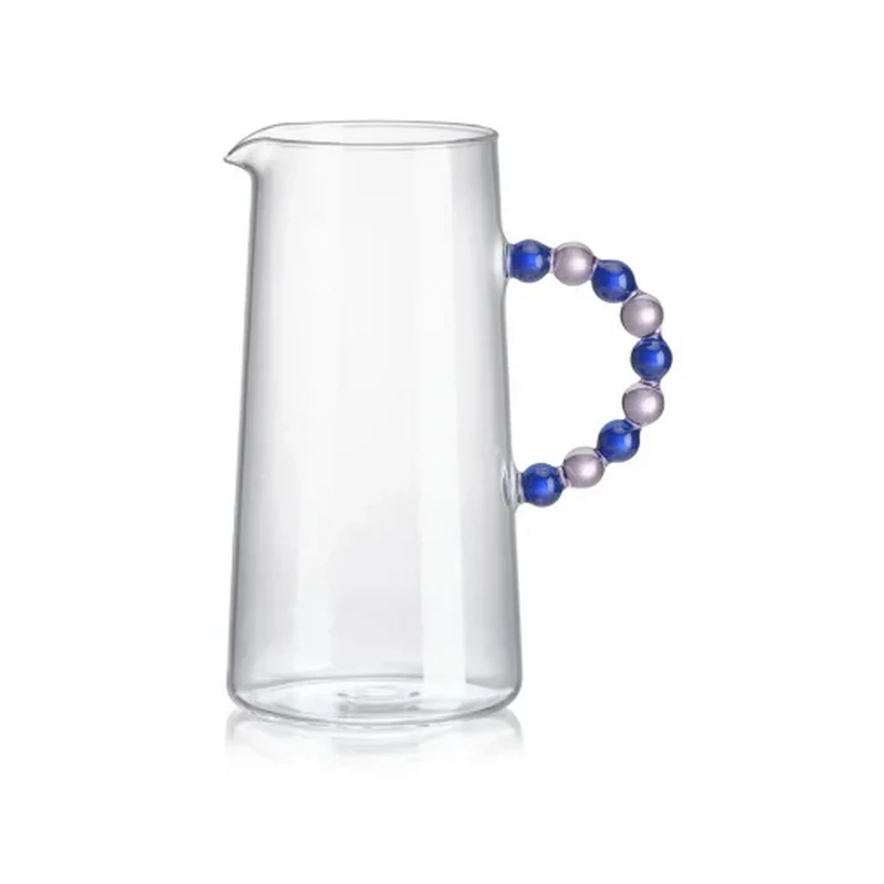 Collier caraffa in vetro borosilicato trasparente con manico rosa e blu