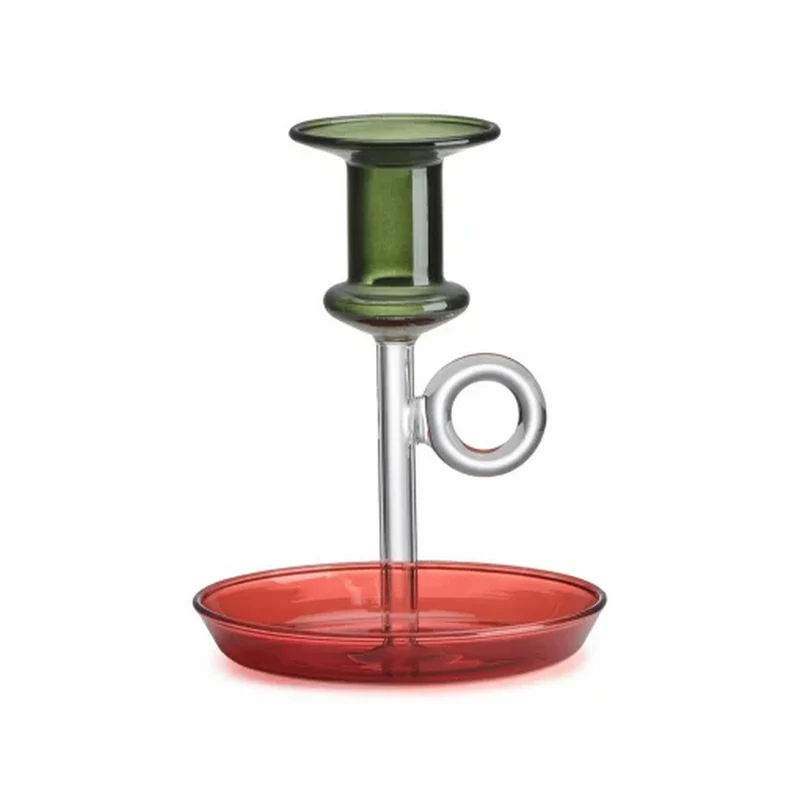 Le Bugie candeliere bocciolo verde trasparente e rosso