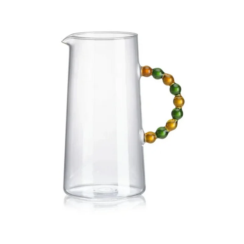 Collier caraffa in vetro borosilicato trasparente con manico verde e ambra