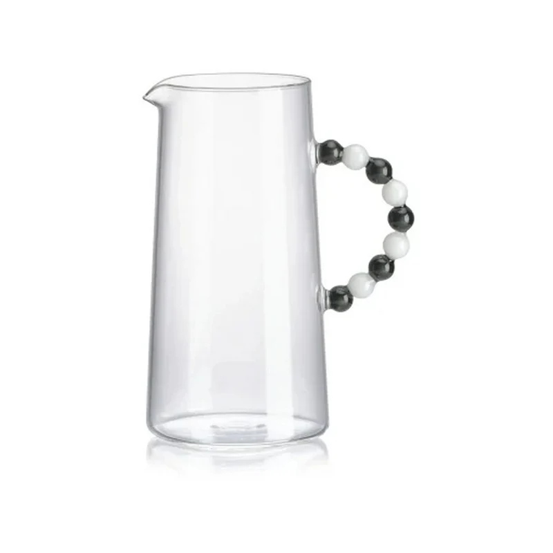 Collier caraffa in vetro borosilicato trasparente con manico bianco e grigio