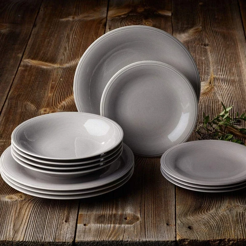 Color Loop Stone - Set 12 piatti - color pietra