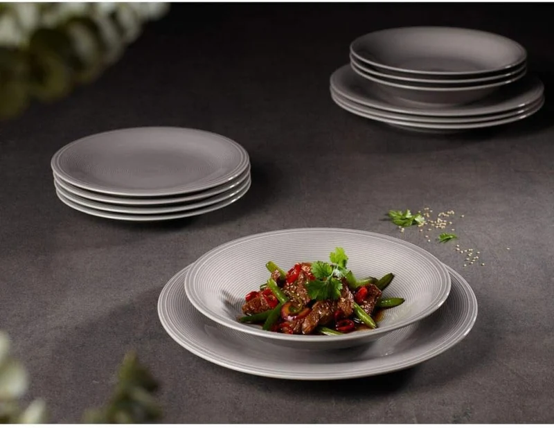 Color Loop Stone - Set 12 piatti - color pietra
