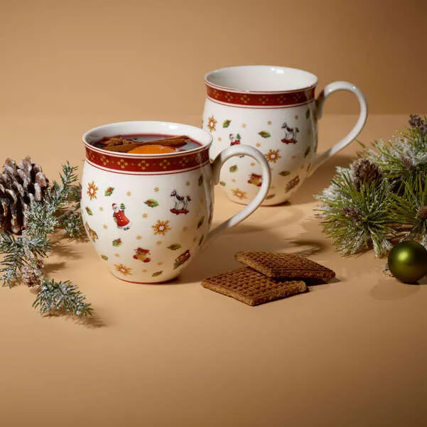 Toy's Delight Tazza con manico rossa, 390 ml, Premium Porcelain - set 2 tazze