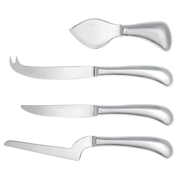LIVING Set 4 coltelli formaggio - Acciaio Inox Mirror