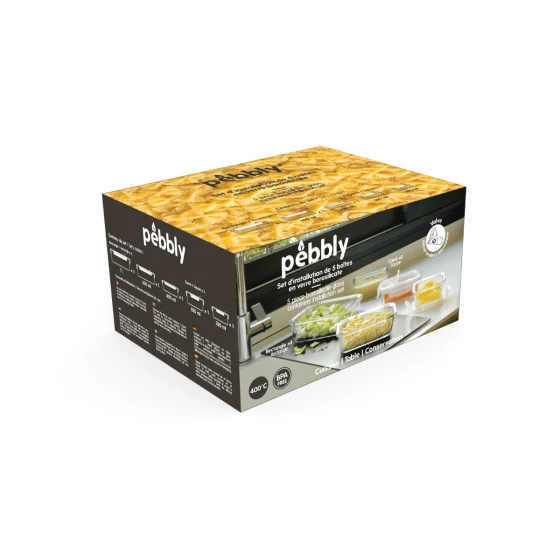 Set 5 Contenitori In Vetro Borosilicato - Coperchio Ermetico con Valvola
