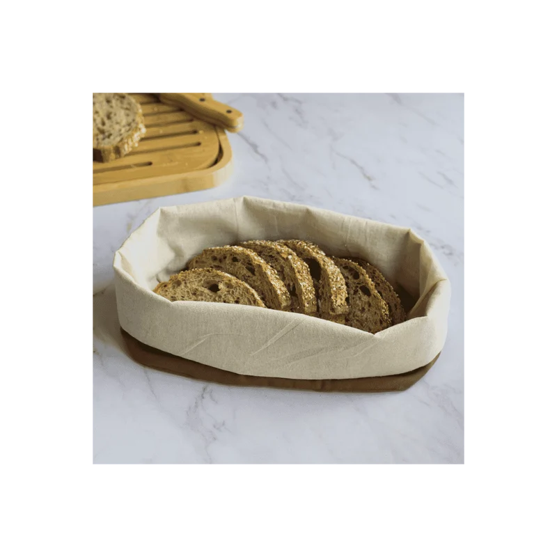 Cestino per il pane in cotone biologico - Cioccolato e Avorio