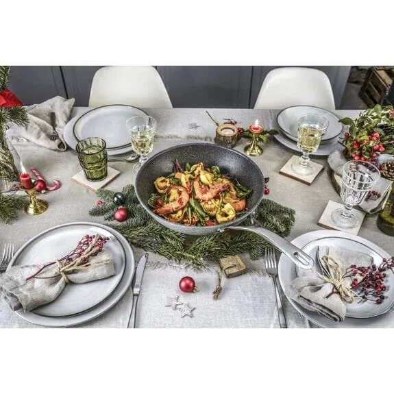 SALINA Wok, alluminio, Antiaderente - Base dura Titanio senza Pfas 30 cm