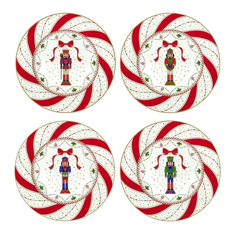 Easy Life Set 4 Piatti Dessert Porcellana Nutcracker Twist