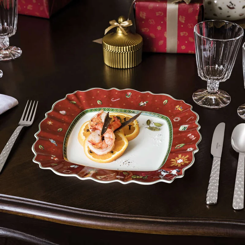 Toy's Delight Piatto piano rosso, Premium Porcelain