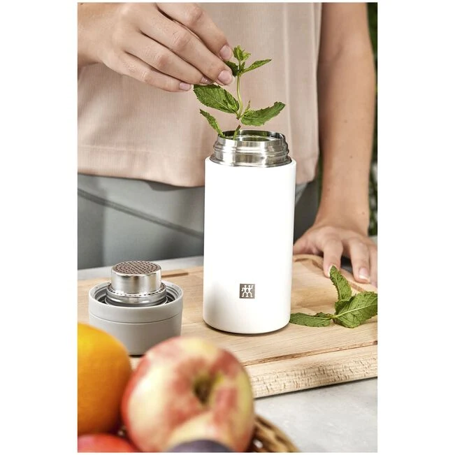 Thermo Con Infusore - 420 ml, acciaio inox - bianco / grigio