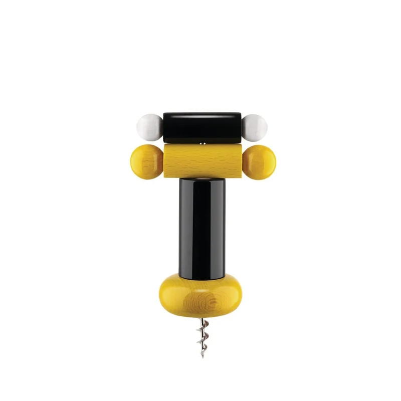 Alessi - Cavatappi in legno di faggio Nero, giallo, bianco - ES17 1