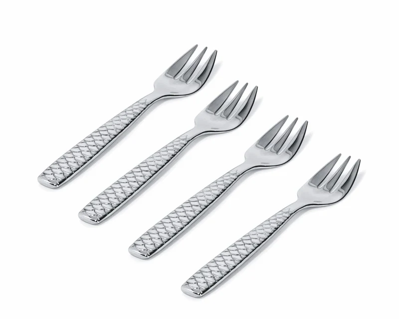 Alessi - COLOMBINA FISH Set di 4 forchettine per ostriche - FM23/36S4
