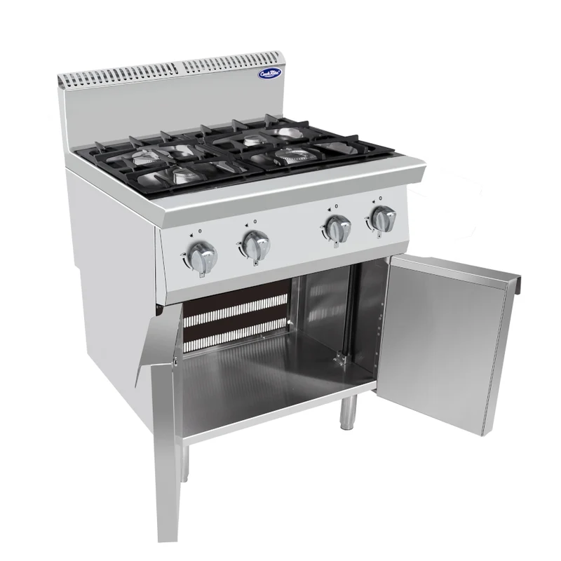 Piano cottura 4 fuochi per ristoranti a gas con ante - Cook Rite modello AT9G4B-F-1