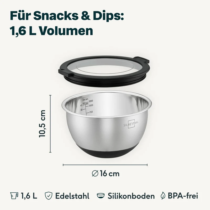 Edelstahlschüssel 1,6 Liter - glänzend