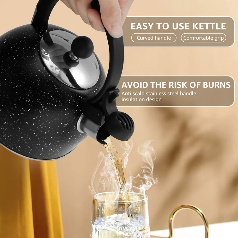 Whistling Kettle Stainless Steel Stove Top Kettle Rapid Boiling Stove Top Teapots with Whistle Spout for Gas Induction Cooker