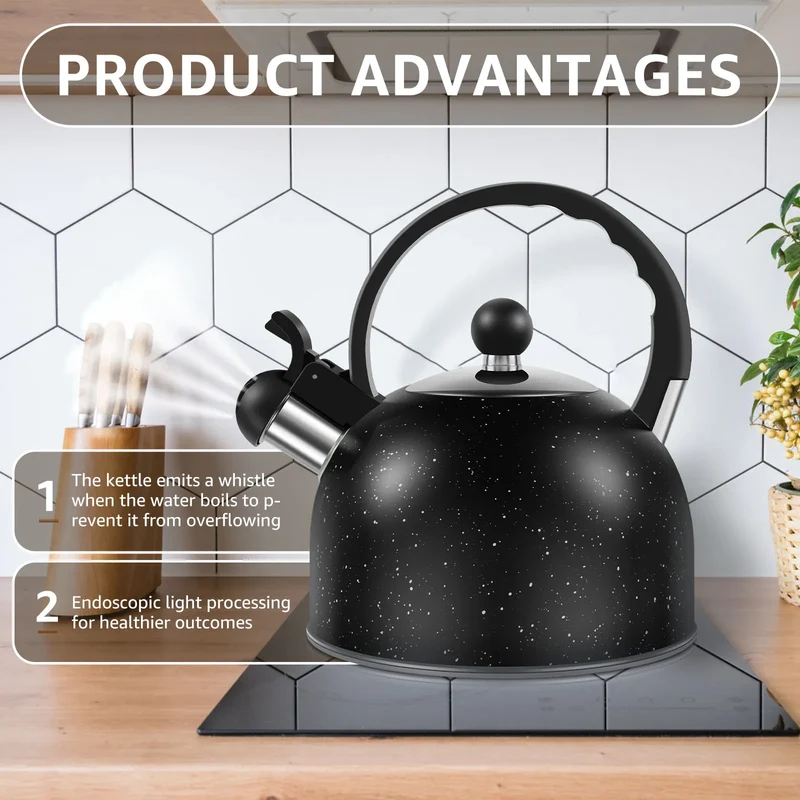 Whistling Kettle Stainless Steel Stove Top Kettle Rapid Boiling Stove Top Teapots with Whistle Spout for Gas Induction Cooker