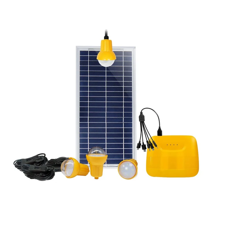PS-K037T4 Sistema di illuminazione solare economico con 4 lampadine LED da 2W
