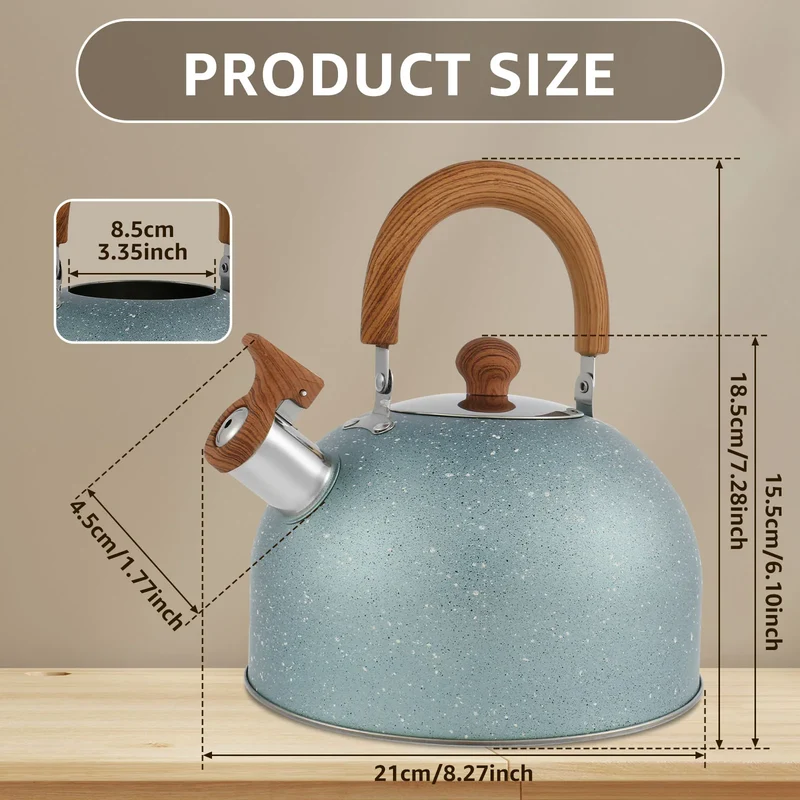 Whistling Kettle with Ergonomic Handle 2L Stove Top Kettle Stainless Steel Stove Top Tea Kettle Rapid Boiling Stove Top Tea Pots