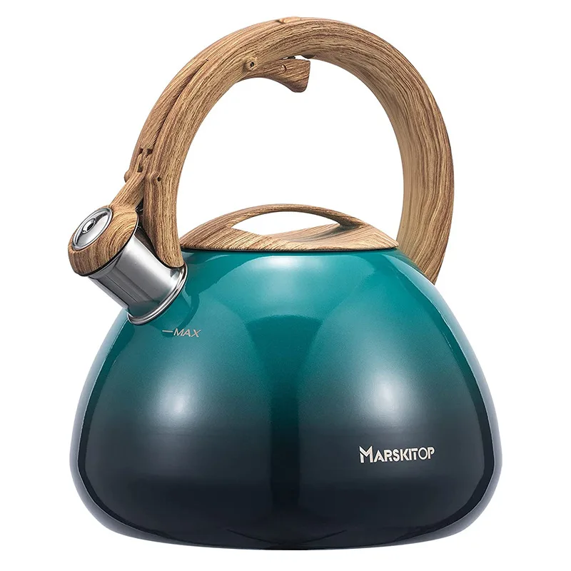 2.5L Sound Kettle Stovetop Stainless Steel Boiling Water Kettle With Loud Whistle Wooden Handle Gas Induction Cooker Tea Kettle
