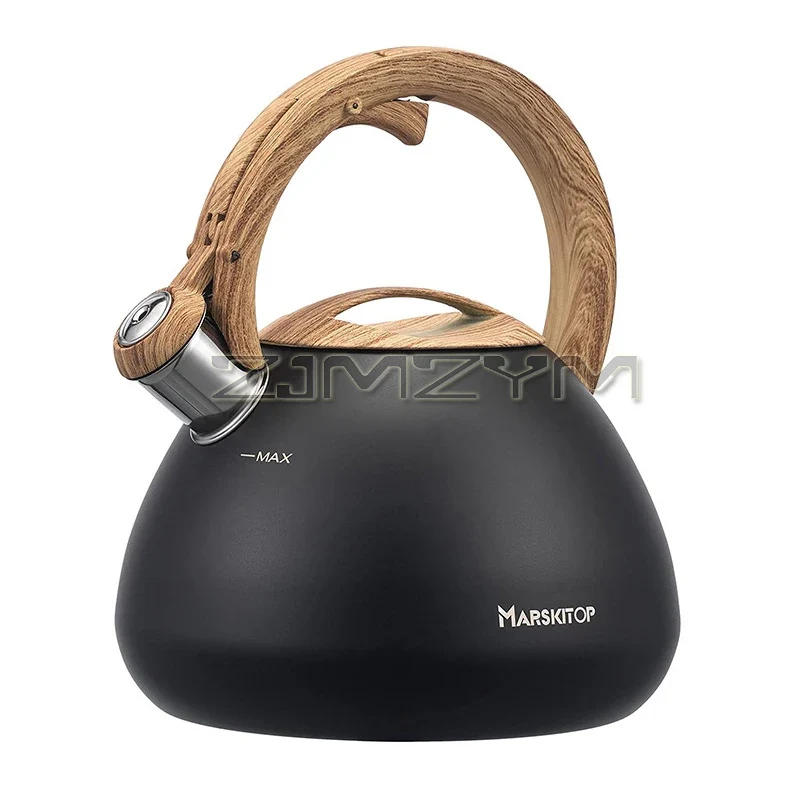 2.5L Sound Kettle Stovetop Stainless Steel Boiling Water Kettle With Loud Whistle Wooden Handle Gas Induction Cooker Tea Kettle