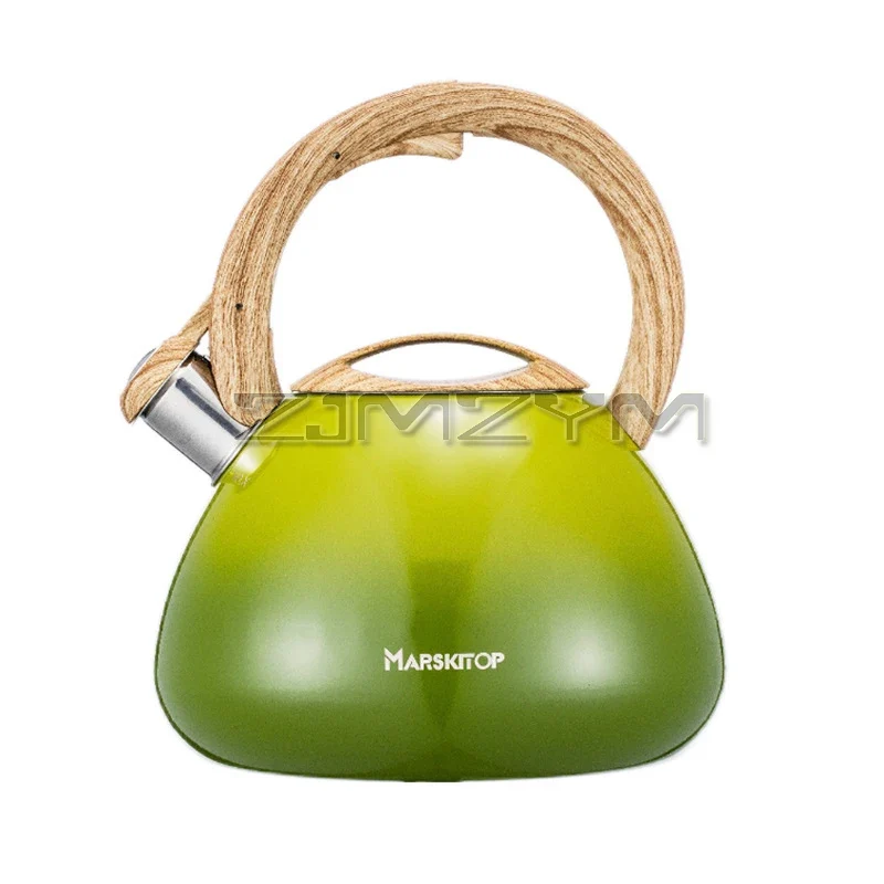 2.5L Sound Kettle Stovetop Stainless Steel Boiling Water Kettle With Loud Whistle Wooden Handle Gas Induction Cooker Tea Kettle