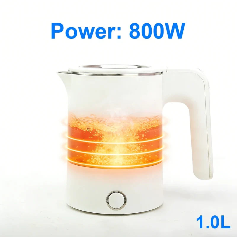1.0L Travel Electric Kettle Portable Stainless Steel Automatic Power Water Boiler For Trip Camping Abroad Smart Kettle Pot