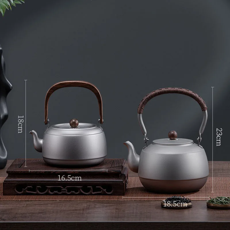 0.8/1/1.5L Pure Titanium Kettle With Anti-scalding Handle,Antibacterial And Anti-mold Cookware,Home/Outdoor Lightweight Teapot