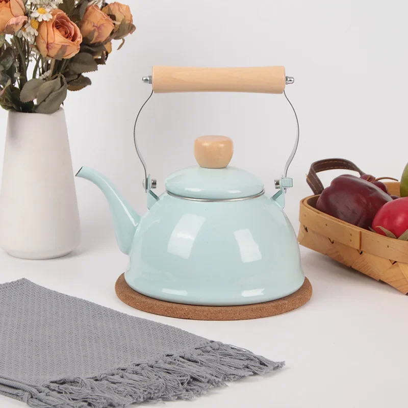 1.5L Enamel Teapot Kettle Boiling Kettle Household Kitchen Cookware Water Kettle