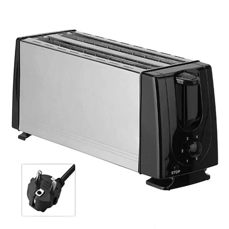 Bread Toaster 4 Slices European Standard Plug Compact Breakfast Maker Machine for Baking Cooking Bagels Snacks Specialty Breads