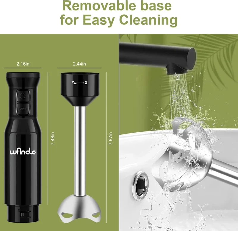 Hand Blender, Immersion Blender with 2 Mixing Speed, Electric Handheld Mixer Portable Stick Mixer with Stainless Steel Blades
