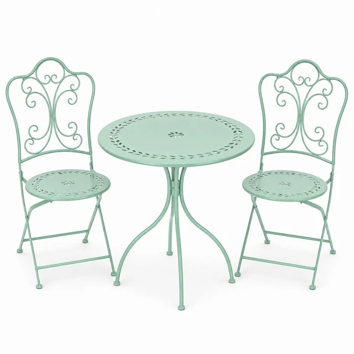 Set tavolo con sedie pieghevoli in metallo monocolore da balcone - Bistrot