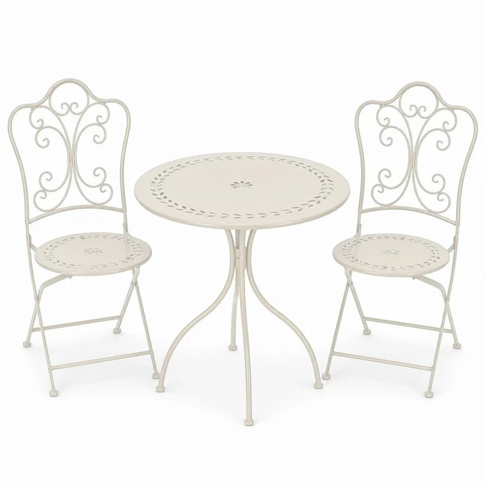 Set tavolo con sedie pieghevoli in metallo monocolore da balcone - Bistrot