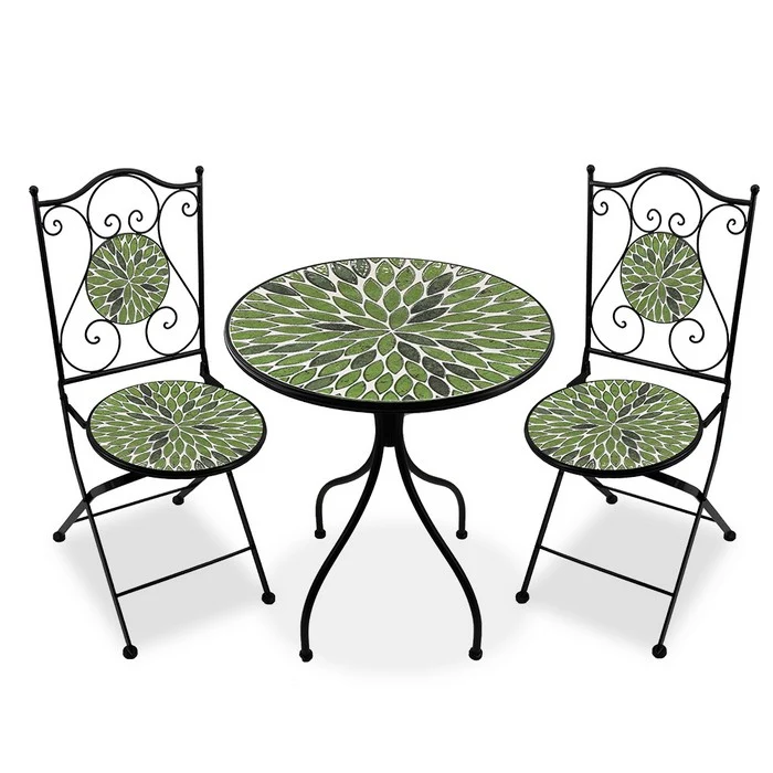 Set tavolo con sedie pieghevoli in metallo con mosaico - Folia