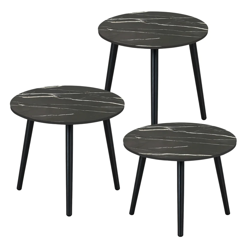 Set 3 Tavolini tondi in legno e MDF - Eyko