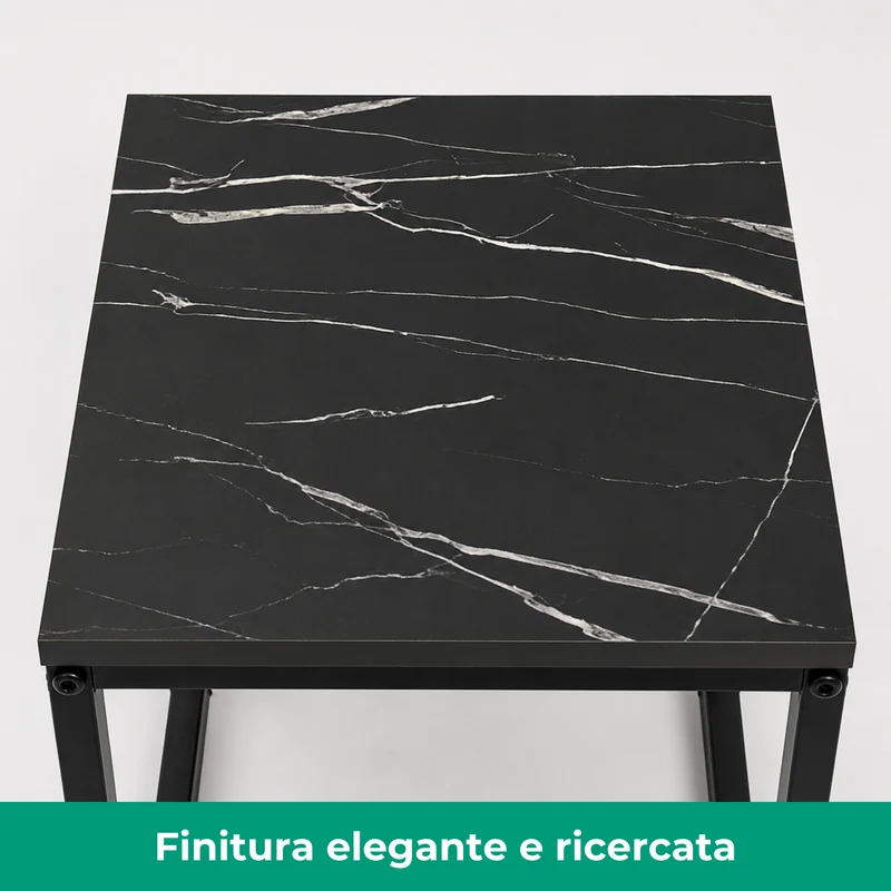 Set 3 Tavolini quadrati in metallo e MDF - Kubo