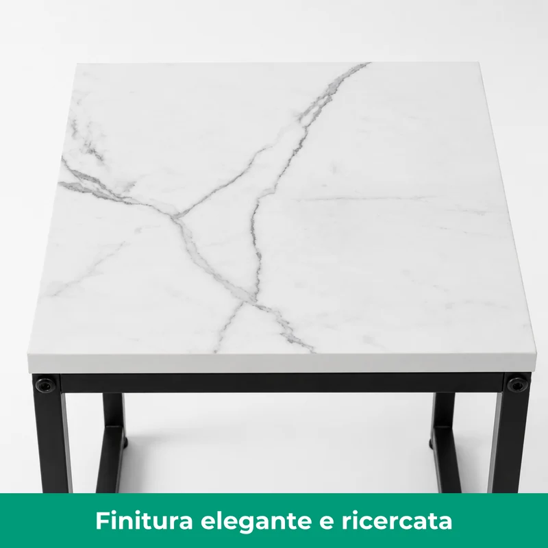 Set 3 Tavolini quadrati in metallo e MDF - Kubo